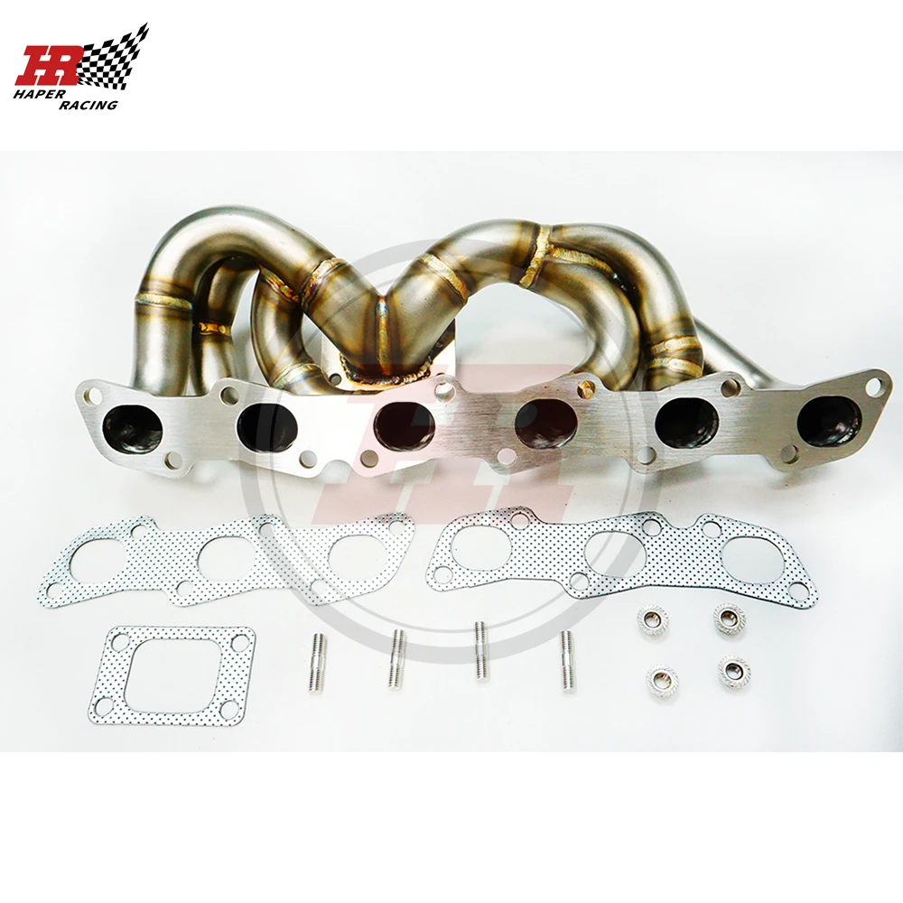 HAPER RACING Stainless Steel 304 3mm Tube Steam Pipe Low Mount T3 Turbo Manifold For Skyline RB20 RB25 R32 R33 R34