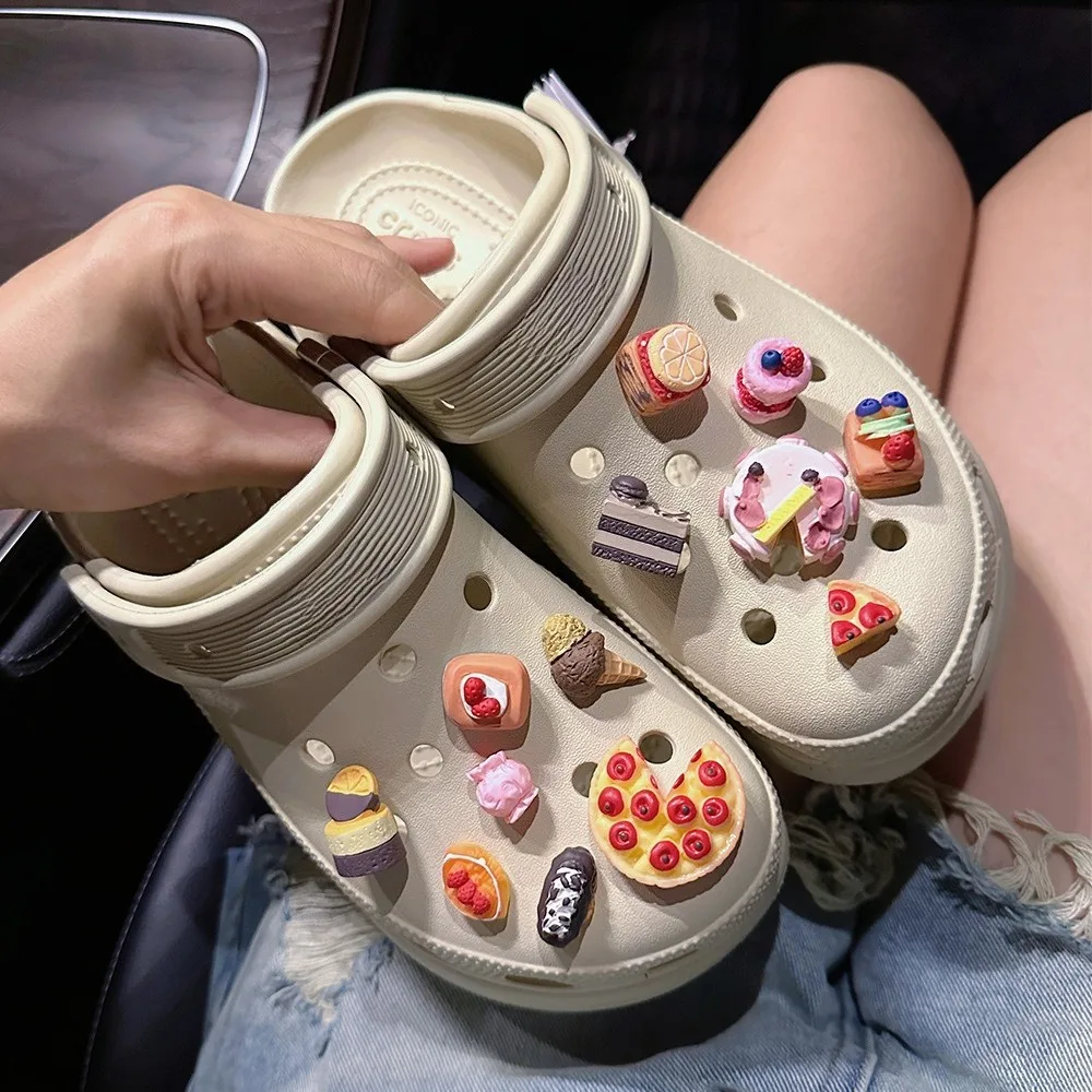 Summer Fashion Shoe Charms Set Accessories for Sandals Clogs Shoe Buckle  Creativity Doughnut Cake DIY Shoes Decorations