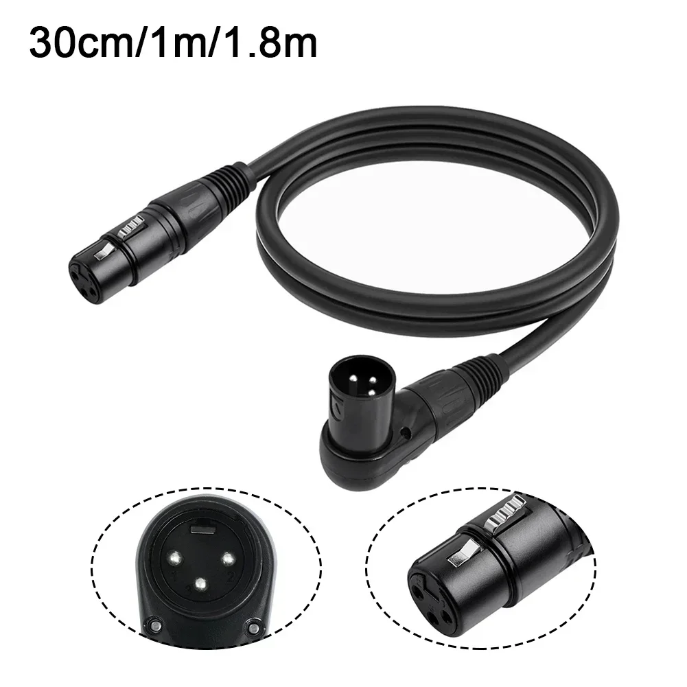 Right Angle XLR Male To Female 3Pin Mic Cord Mixer Microphone Speaker Power Amp Right Angle XLR Male To Female 3 Pin Mic Cord