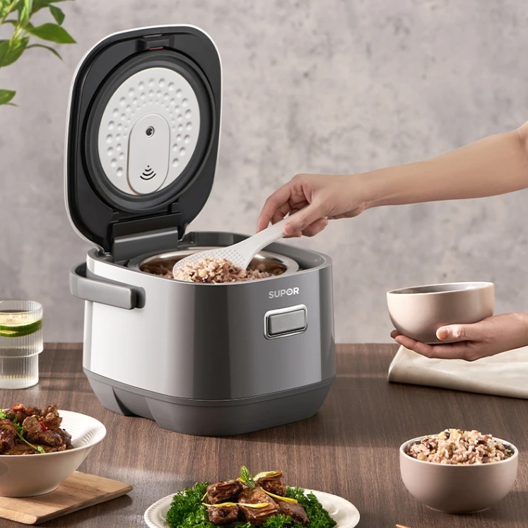 2L 0-Fluoride Coating Rice Cooker Stainless Steel Ball Pot High Power Smart Multifunctional for 1-4 People Home Use