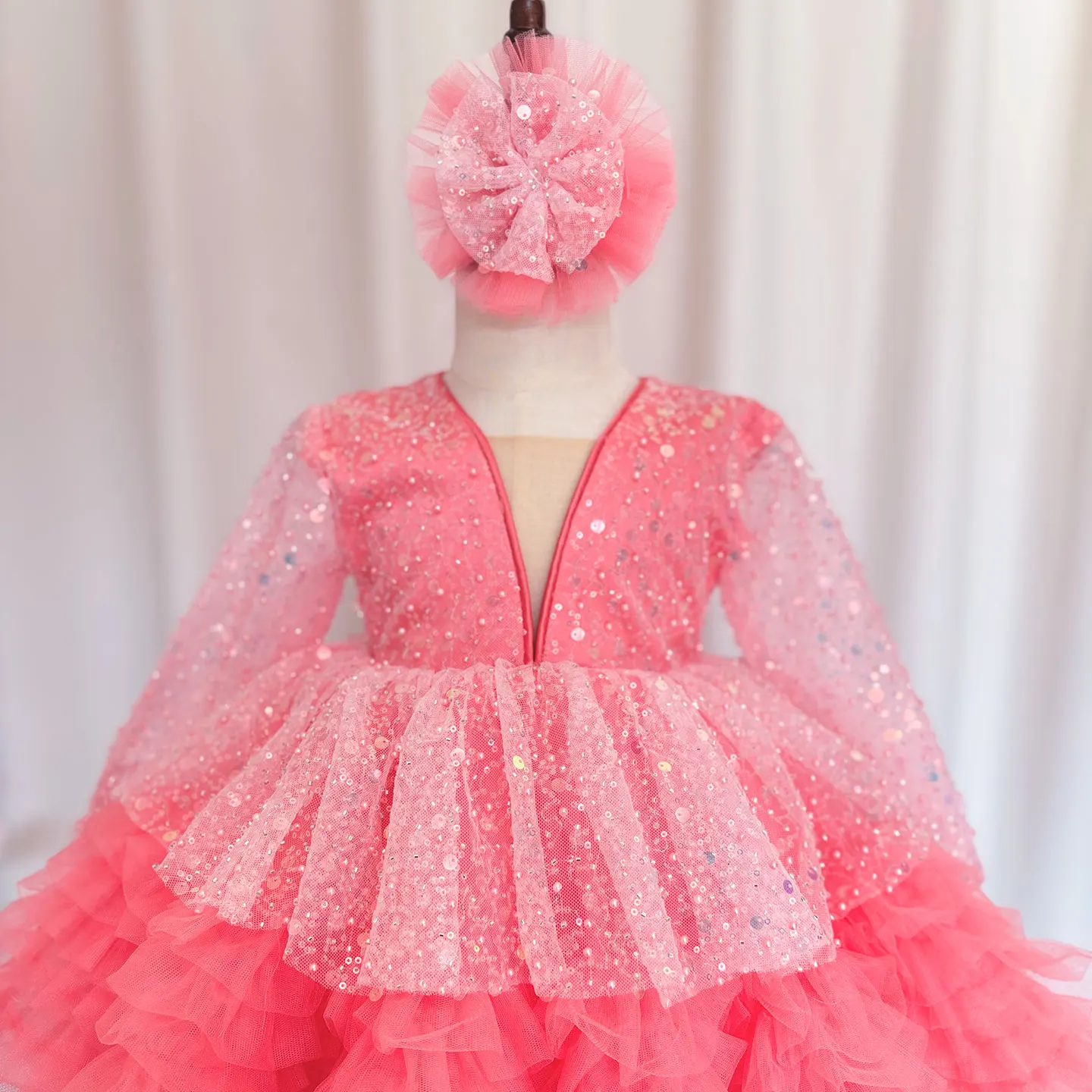 Jill Wish-vestido árabe lila de lujo para niña, lazo con lentejuelas, princesa para bebé, fiesta de boda y cumpleaños, vestido de vacaciones para niño 2025 J152