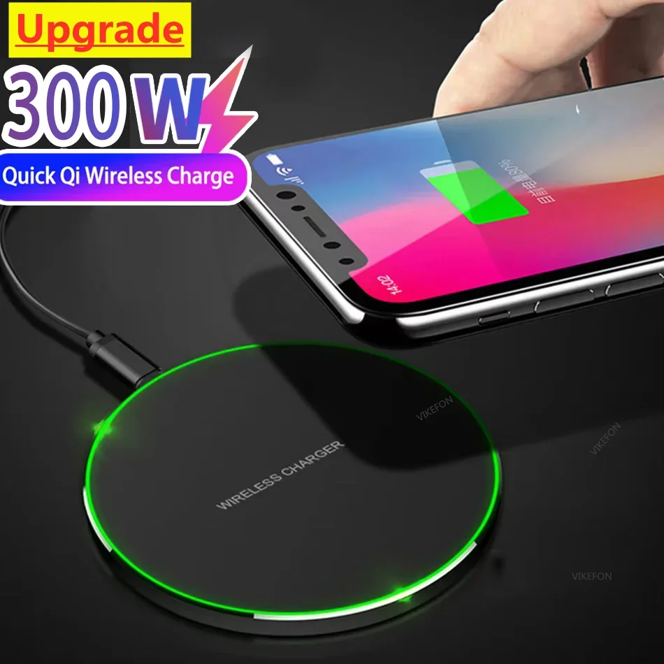 300W Wireless Charger Pad For iPhone 16 15 14 13 Pro X XS Max Induction Fast Wireless Charging Station For Samsung Xiaomi Huawei