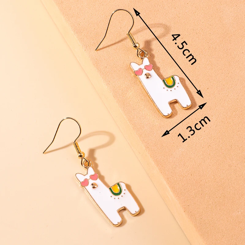 Leslie Hot Enamel Animal Earrings Cute Cat Dog Rabbit Bear Unicorn Earrings for Women Dangle Earrings Birthday Jewelry Gifts