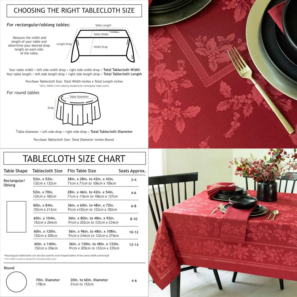 

Winter Holiday Luxe Woven Jacquard Tablecloth, Dark Red, 60 x 104 Rectangular