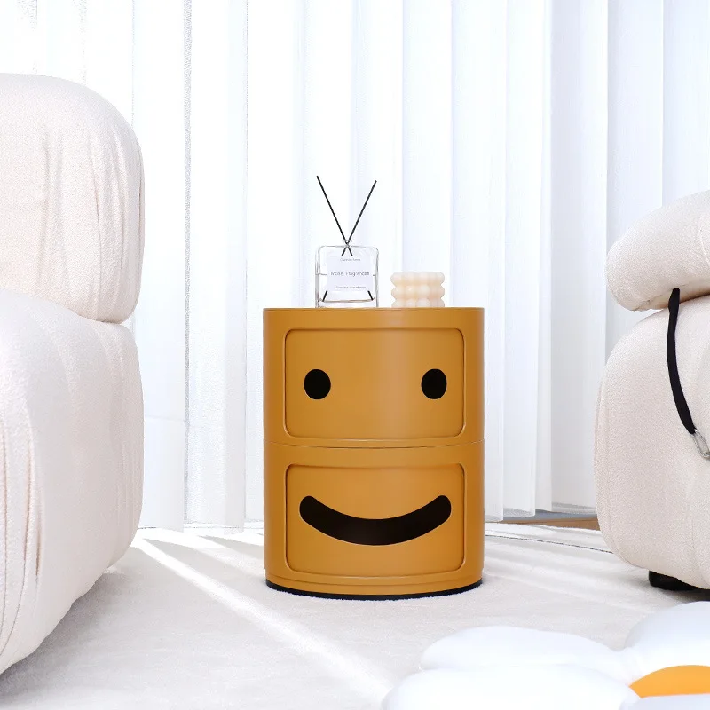 MOMO Nordic Children\'s Bedside Table Simple Modern Round Locker Bedroom Creative Personality Smiling Face Storage Cabinet