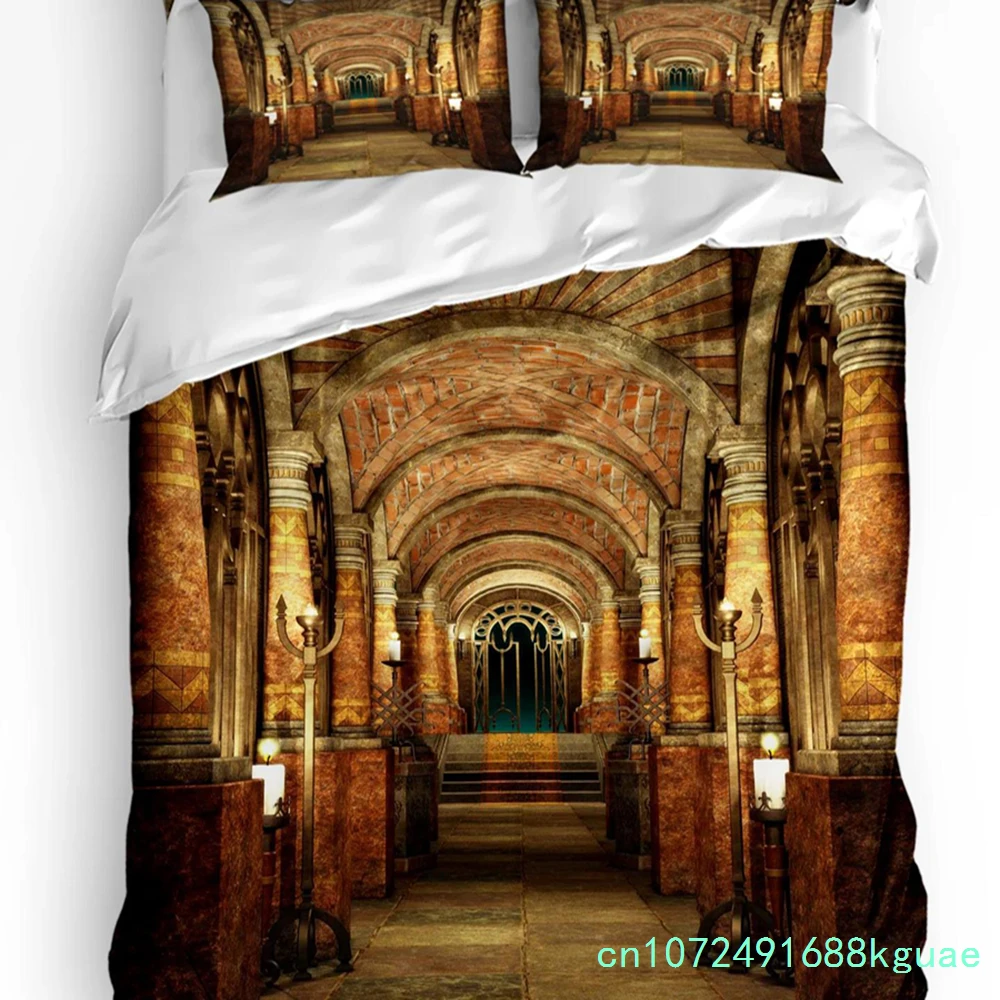 Pink Palace Chandelier Pillars Duvet Cover 3pcs Bedding Set Home Textile Quilt Cover Pillowcases Bedroom Bedding Set No Sheet 3