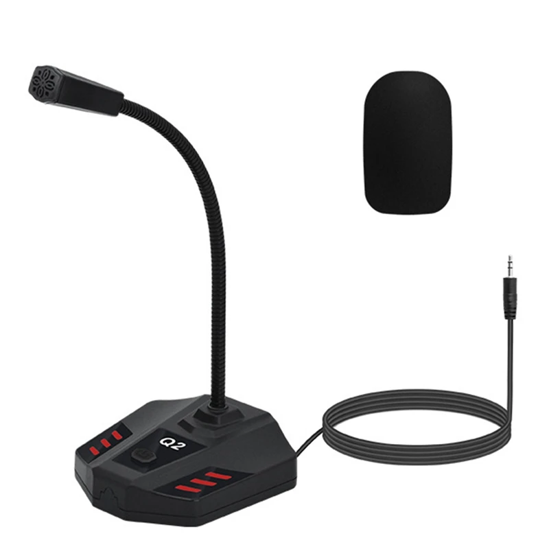 Q2 Desktop Gooseneck Condenser Microphone XLR Conference Microphone For Meetings/Voice/Games, 3.5Mm Easy To Use