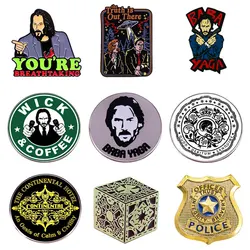 Movie John Wick Keanu Reeves Brooch Blood Oath Marker Enamel Pins Brooch Women Men Lapel Badges Fashion Jewelry Gifts