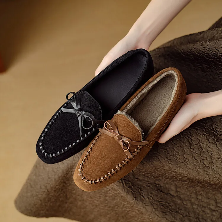 

British Brown Women Casual Loafers Bowknot Decor Black Driving Shoes Soft Slip On Outside Walking Espadrilles Zapatos Mujer 2024