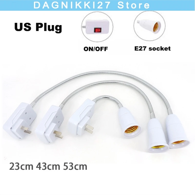 

23cm-53cm AC 110-220V US PLUG E27 Socket holder Lamp Bulb Socket e27 Holder Flexible Extension Converter Switch Adapter v