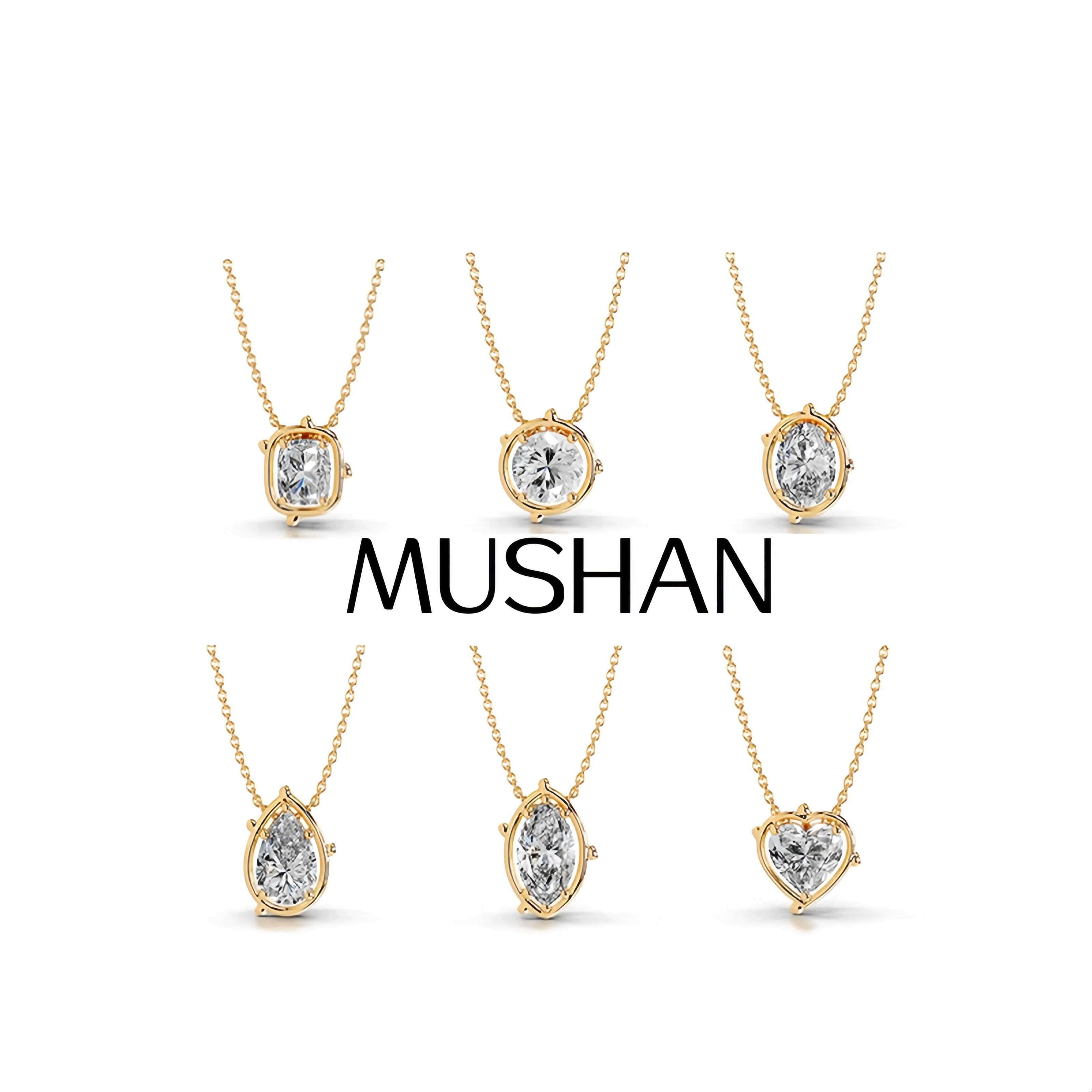 

MuShan Brand Jewelry 925 Sterling Silver Necklace Moissanite Diamond Choker Wedding for Girls 18K Gold Plated MST Patent Pendant