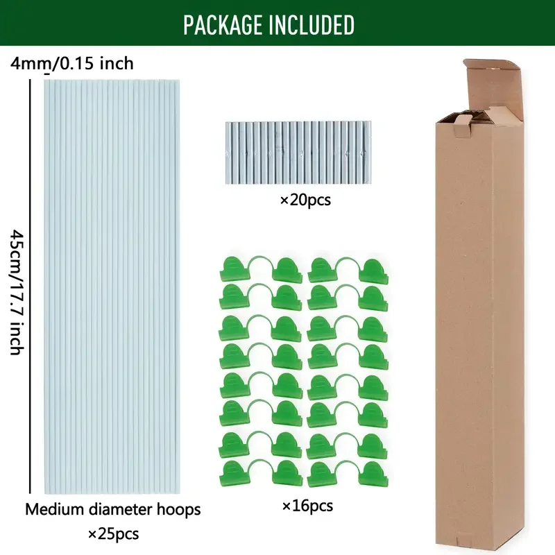 25 stks Tuinhoepels Voor DIY Grow Tunnel Roestbestendig Glasvezel Ondersteuning Frame Kashoepels Voor Verhoogde Bedden, Tuin FabricNettin