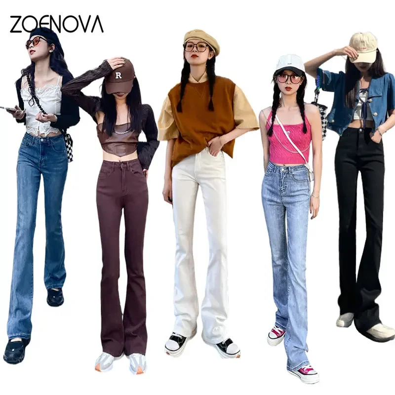 

ZOENOVA Flare Jeans Low Waist Loose stretch Jean Women Pants 2023 Elastic Fashion Boyfriend Style Denim Pant Trousers 5 Color