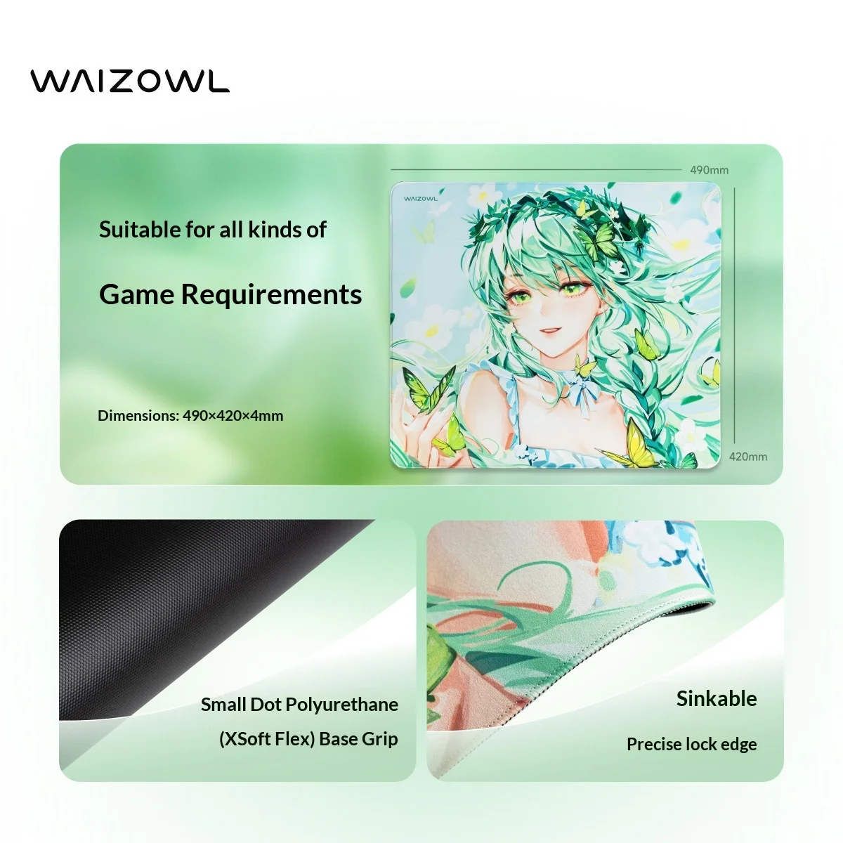 waizowl-infp-リトルバタフライマウスパッド-490x420mm-xsoft-ソフトネスベース粘着マウスパッド-waizowl-ファルコンゲーミングマウスパッド-pc-ギフト