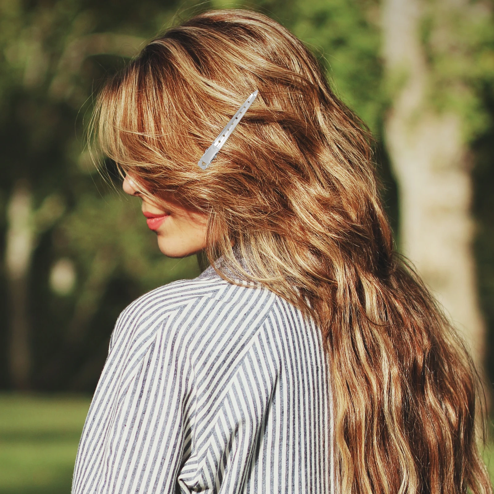 

24pcs Metal Duckbill Hair Clips Aluminum Alloy Salon Barber Hairpin Silver Hairstyle Fixing Thick Curly Hair Party Ceremonies