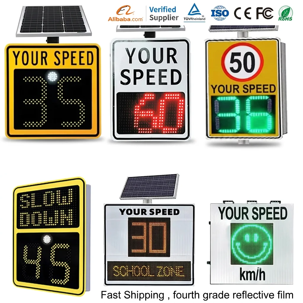 Customized Solar-Powered Emotional Traffic Signs Smile Speed Radar Detector Vehicle Speed Limiter