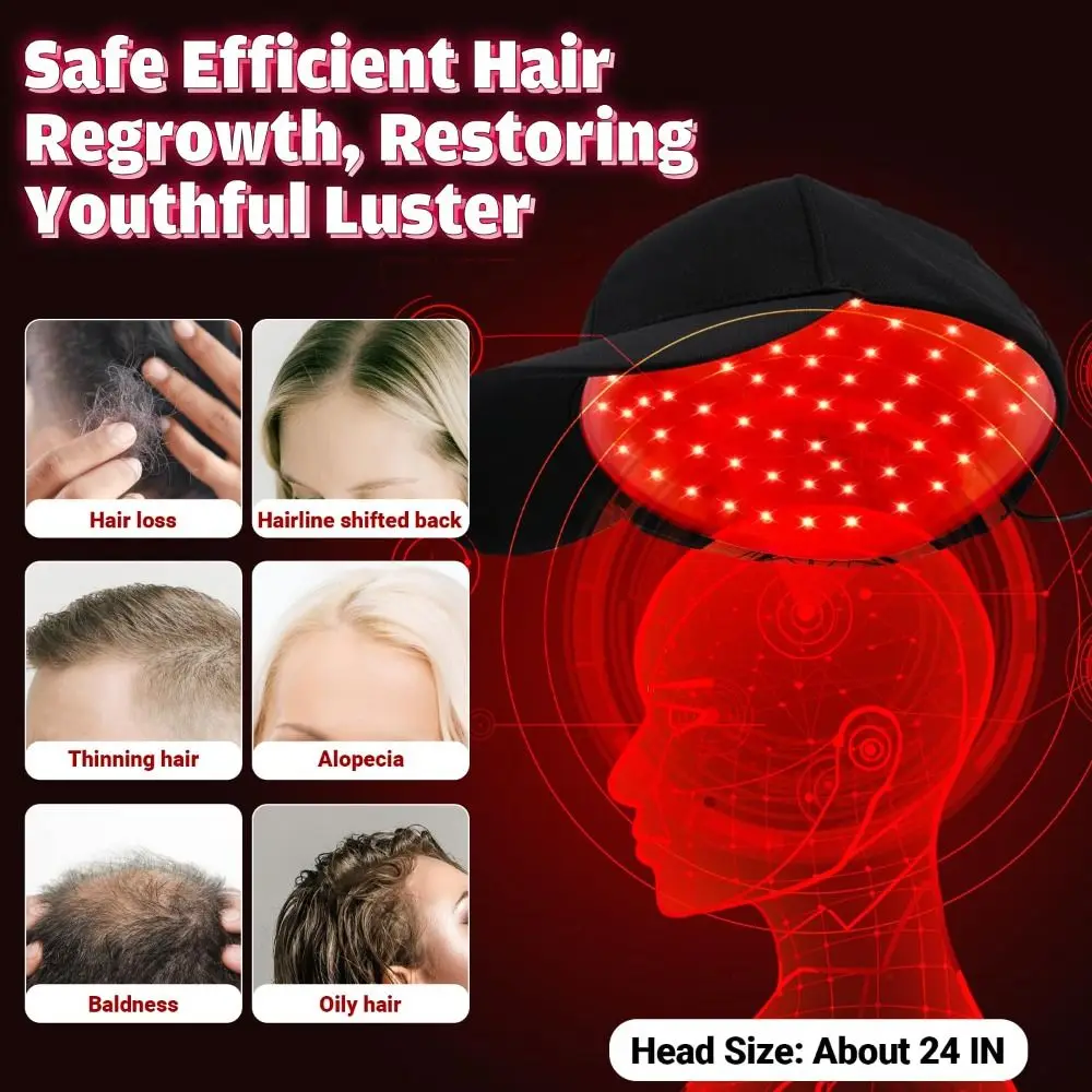 Gorro láser para el crecimiento del cabello, terapia de luz roja, resultados rápidos, tratamiento para la pérdida de cabello, fácil de usar