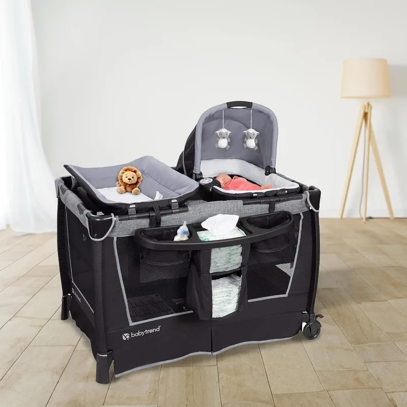 Retreat Nursery Center with Two Removable Rock A Bye Bassinets, Changing Table, Organizer, and Music Center with Nigh
