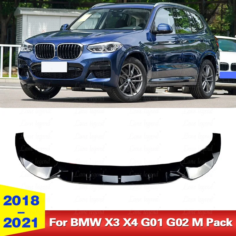 For BMW X3 X4 G01 G02 M Pack 2018 2019 2020 2021 Car Front Bumper Splitter Lip Spoiler Diffuser Guard Body Kit Cover Tuning