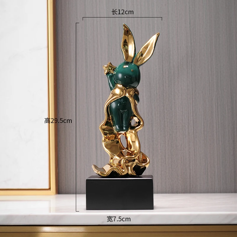 Modern Luxury Desktop Tools Creative Ceramic Rabbit Cartoon Decoration For Children's Living Room Home Decoration Christmas Gift