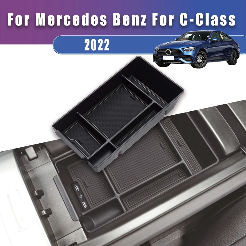 Center Console Organizer For Mercedes Benz C-Class 2022 C200L C260L Armrest Storage Box Easy Install Upgrade Vehicle Accessories