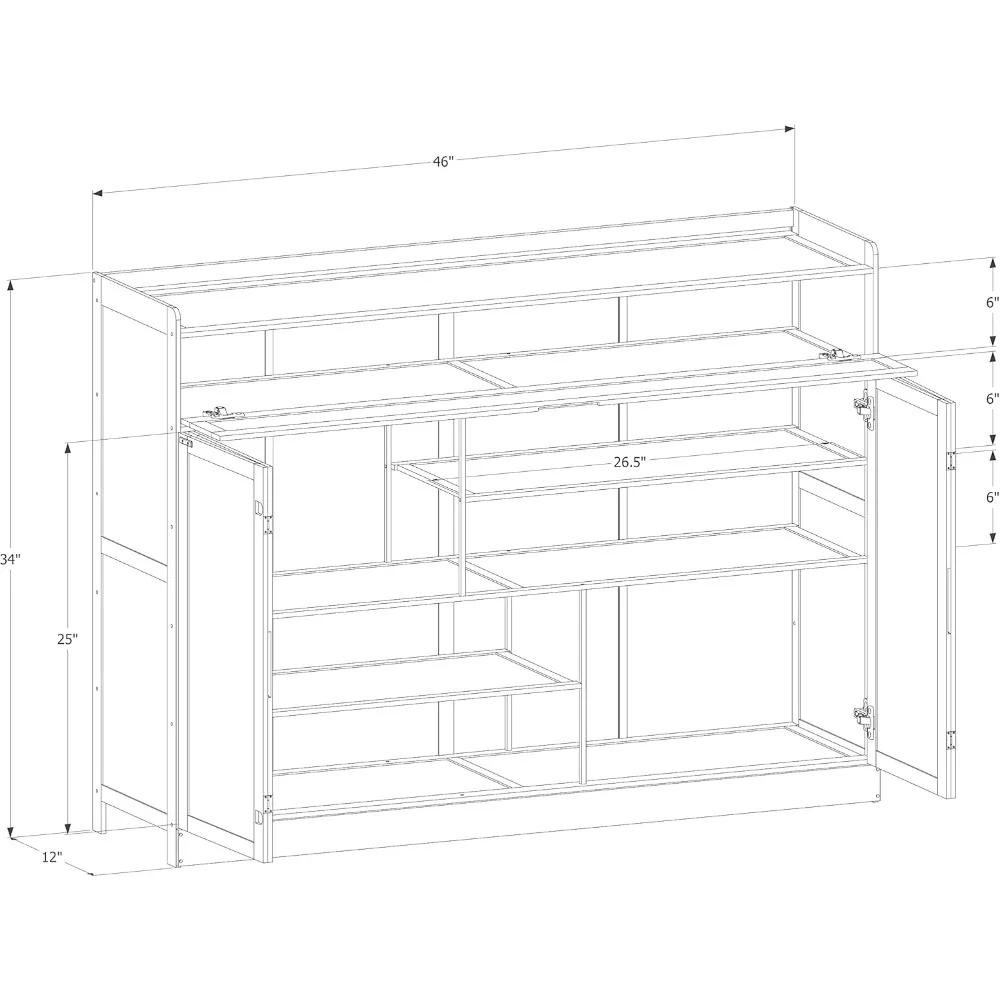 Bamboo 5-Tier Shoe Organizer Cabinet with Folding Door Pull-Down CompartmentUnit Up to 25 Pairs for Boots Heels Sneakers Sandals