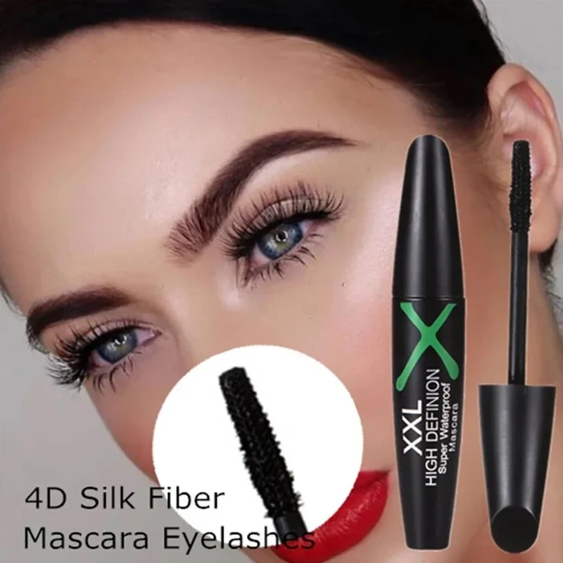 Mascara 4D waterproof noir, extension de cils, longue tenue, maquillage de beauté