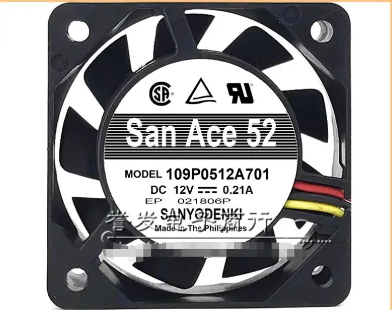 

SANYO DENKI 109P0512A701 DC 12V 0.21A 50x50x15mm 3-Wire Server Cooling Fan