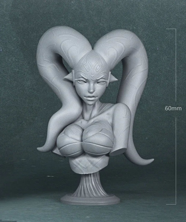 Resin Model Figurine  Longhorn Girl Bust Unpaint Sculpture No Color RW-726