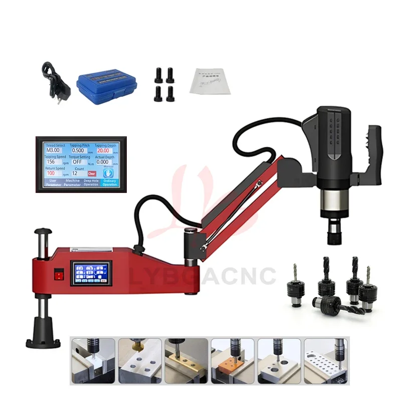 M2 -M10 M3-M16 M3-M20 600W  Touch Screen Tapping Machine Vertical Universal Electric Tapper Threading Machine with ISO Chucks