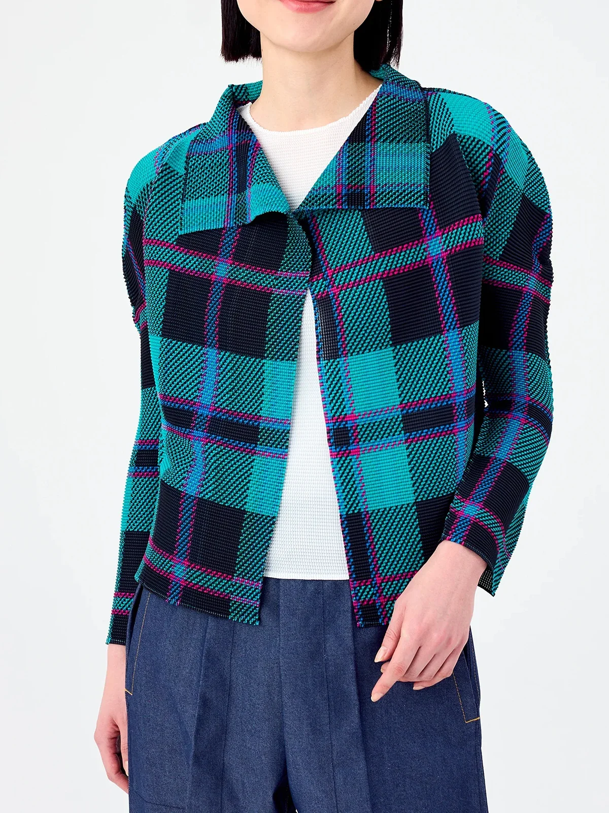 

2026 Spring New Women Coat Geometric Pattern Design Flip Collar Long Sleeve Cardigan Fashion Casual Versatile Female Top