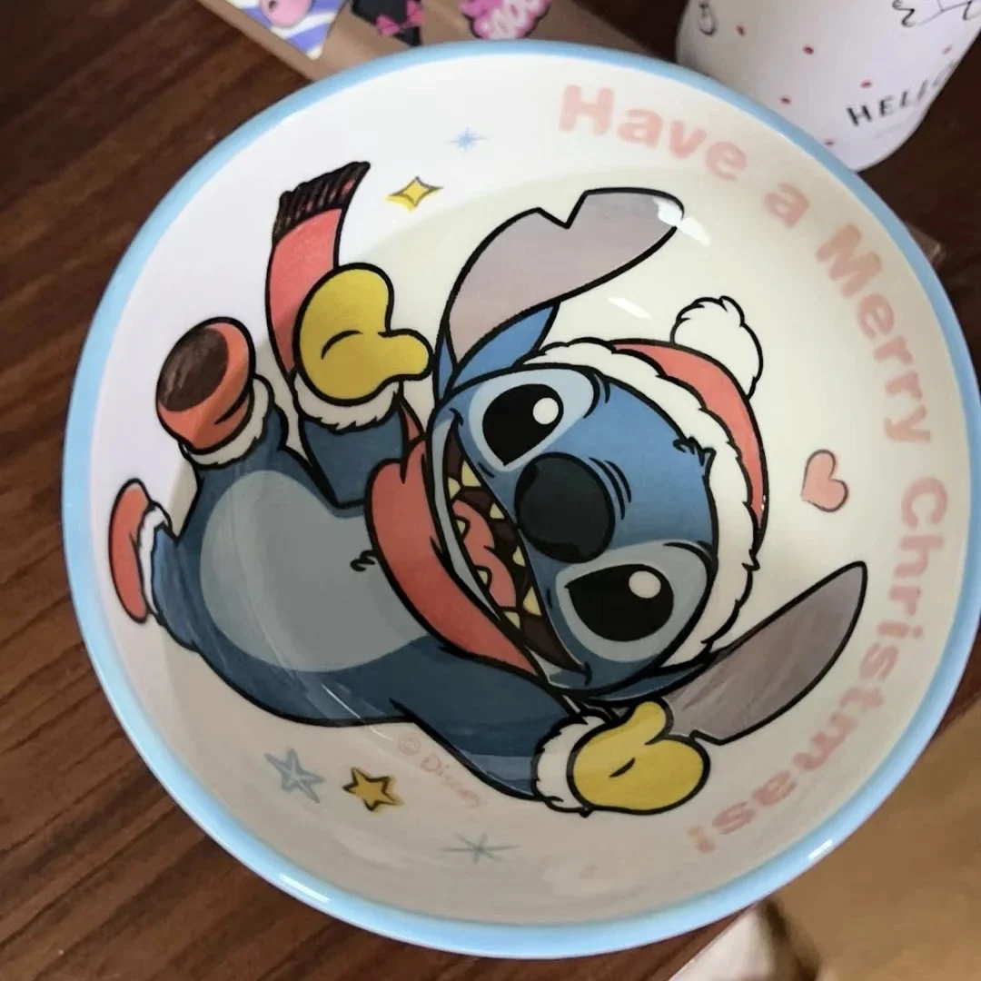 Cuenco de cerámica de Disney con bonito punto, vajilla navideña de edición limitada con dibujos animados, bonitos regalos de Navidad para niños