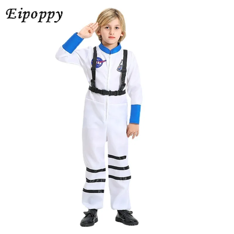 Halloween Kinderruimtepak Cos Kostuum, Cosplay Astronaut Piloot Uniform Kostuum, Toneelvoorstelling Kostuum