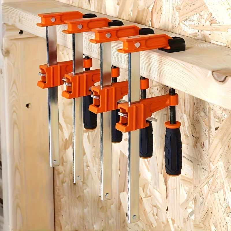 4Pcs Heavy Duty Steel Woodworking Clamp Set, 6 Inch Quick Release F Clamp, 300 Lbs Load Capacity, for Safe Wood Projects, Professional & DIY Use, Auto Repair Tool, Woodworking Accessories, Best Tool Gift for Woodworkers