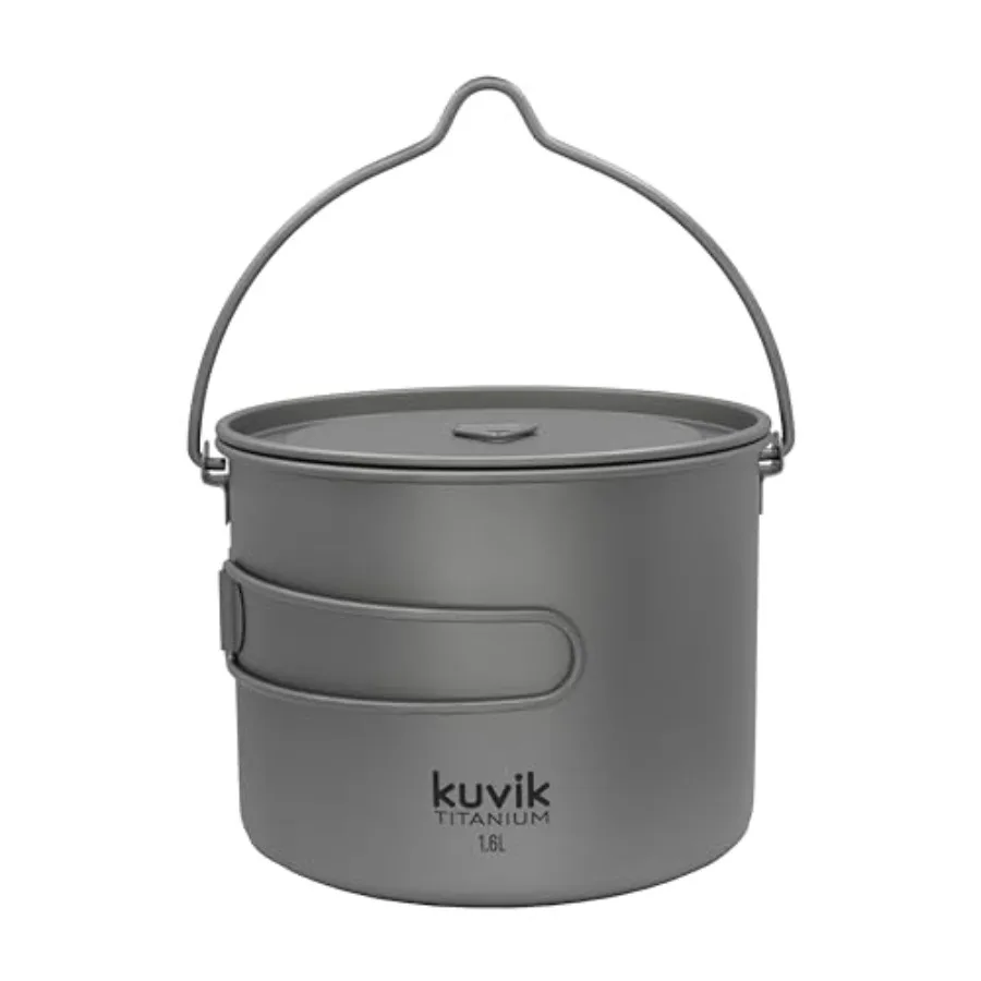 

1600ml 54 oz Titanium Pot with Bail Handle - Ultralight and Compact Pot for Backpacking Camping and Survival