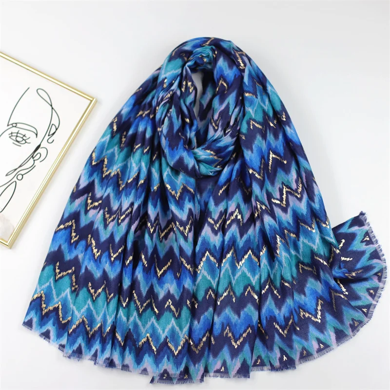 Sciarpe 2023 viscosa donna Retro bohémien Aztec Wave Stripe scialli e impacchi Pashmina stola Bufanda Muslim Sjaal 180*90Cm