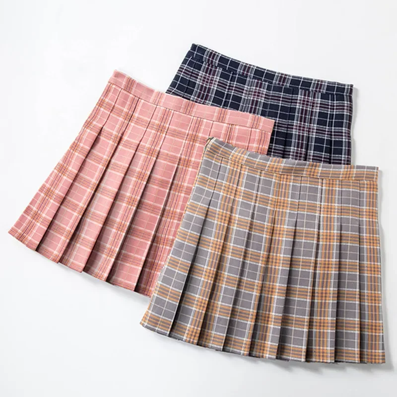 

DAYIFUN-College Style Pleated Skirts for Girls,Short Dress Plaid Patchwork Design Spring Summer High Waist A-line Oversize Skirt