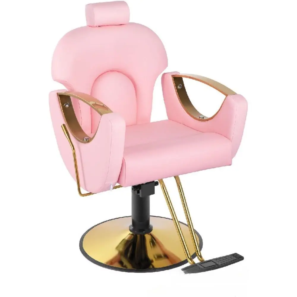 

Сверхмощный 360° ° Вращающееся кресло-стилист с гидравлическим насосом для стрижек, красоты и татуировок, розовое