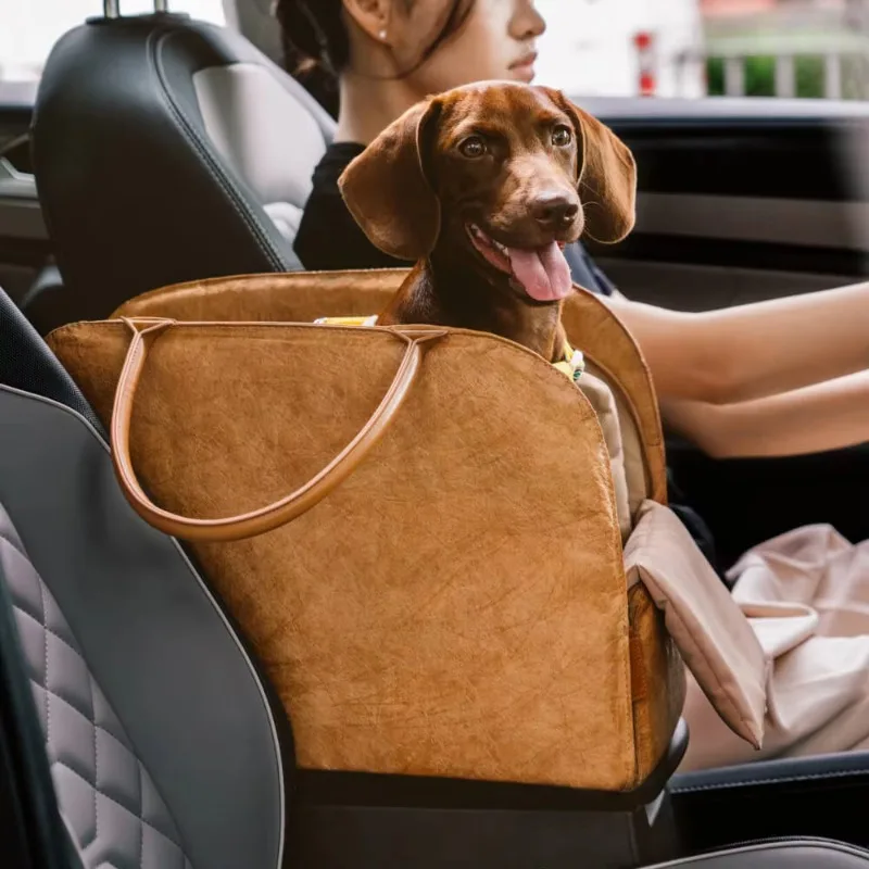 

Multifunctional Portable Premium Leather Pet Travel Bag Small Pet Puppy Cat Car Seat Booster