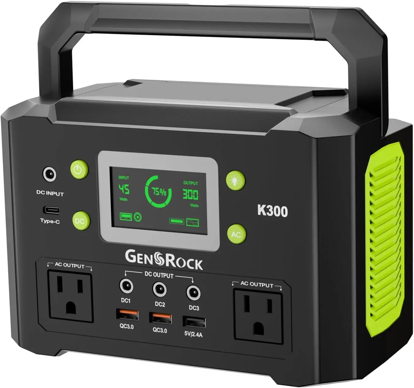 

GENSROCK Portable Power Station, 110V/300W Pure Sine Wave Solar Generator, 222Wh Backup Lithium Battery With AC Outlet/QC