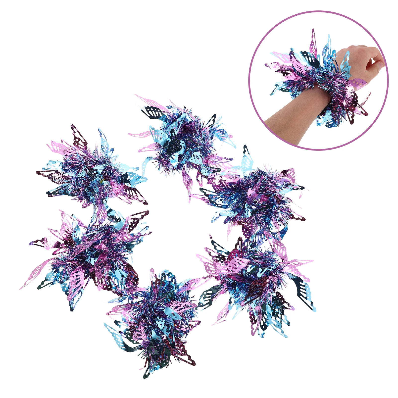

6 Pcs Children's Dance Hand Flowers Cheer Leader Pompoms Bracelet Metal Cheerleader Wrist Plastic Cheerleading Toddler