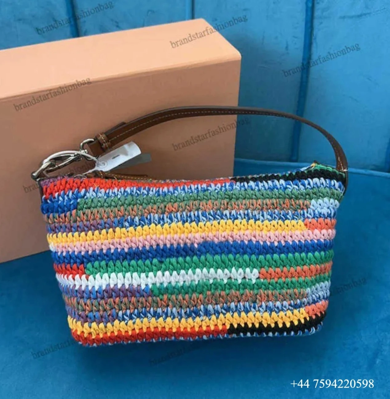 

Shoulder Bags Rainbow Woven Bag Designer Tote Bag Summer Beach Bag Weekender Bags Designer Handbag Colored Stripes Wool