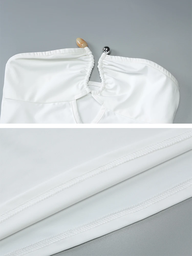 Gtpdpllt-Vestidos largos de cola de pez sin tirantes con recortes para mujer, vestido de boda blanco elegante y Sexy para fiesta, trajes de verano para invitados 2025