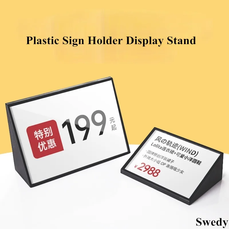 10 Pieces 105x74mm Slant Plastic Table Sign Holder Display Stand Menu Paper Holder Supermarket Price Label Card Holder Stand