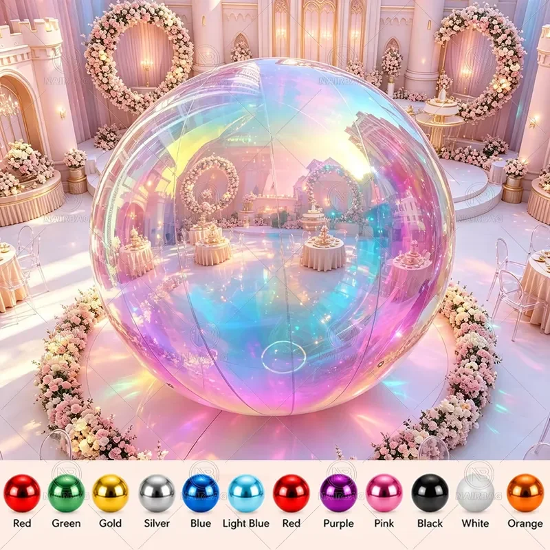 Giant Iridescent Bubble Ball Mirror Balloon Inflat Outdoor Decor Big Shiny Inflatable Iridesc Rainbow Ball Large Floating