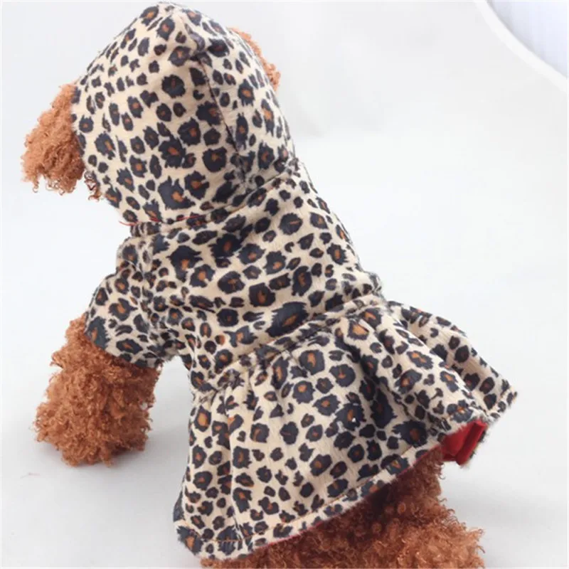 Winter Dog Clothes Cute Pet Dogs Leopard Costume Puppy Cotton Hoodie Clothes Warm Dog Coats & Jackets Chihuahua Pet Clothing