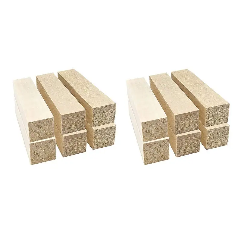 AT29-12Pcs Basswood Carving Blocks For Wood Beginners Carving Hobby Kit DIY Carving Wood