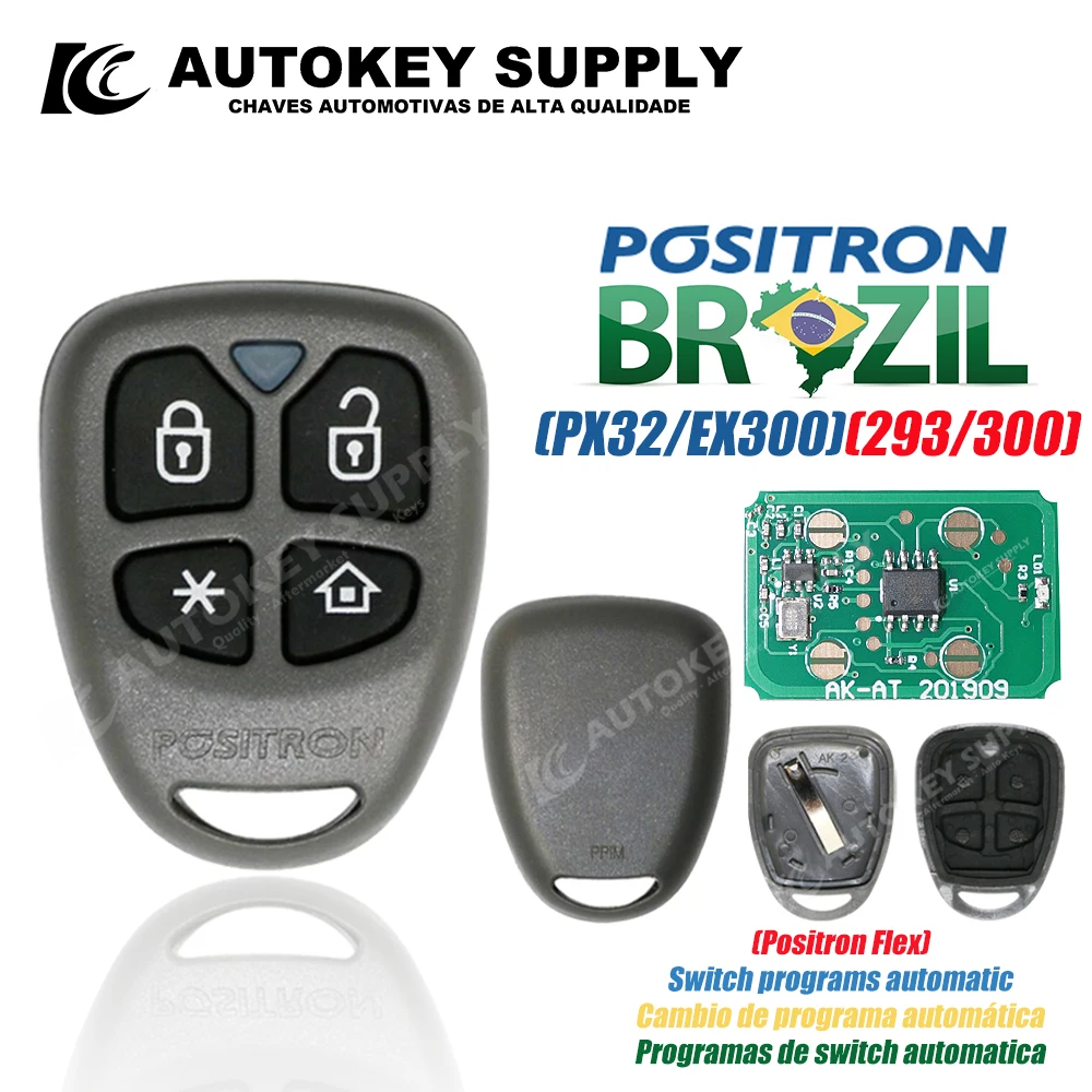 AutokeySupply AKBPCP168AT AKBPCP123AT Remote Key Alarm System, PX46 - Double Program (293/300)  For Brazil  Positron Flex