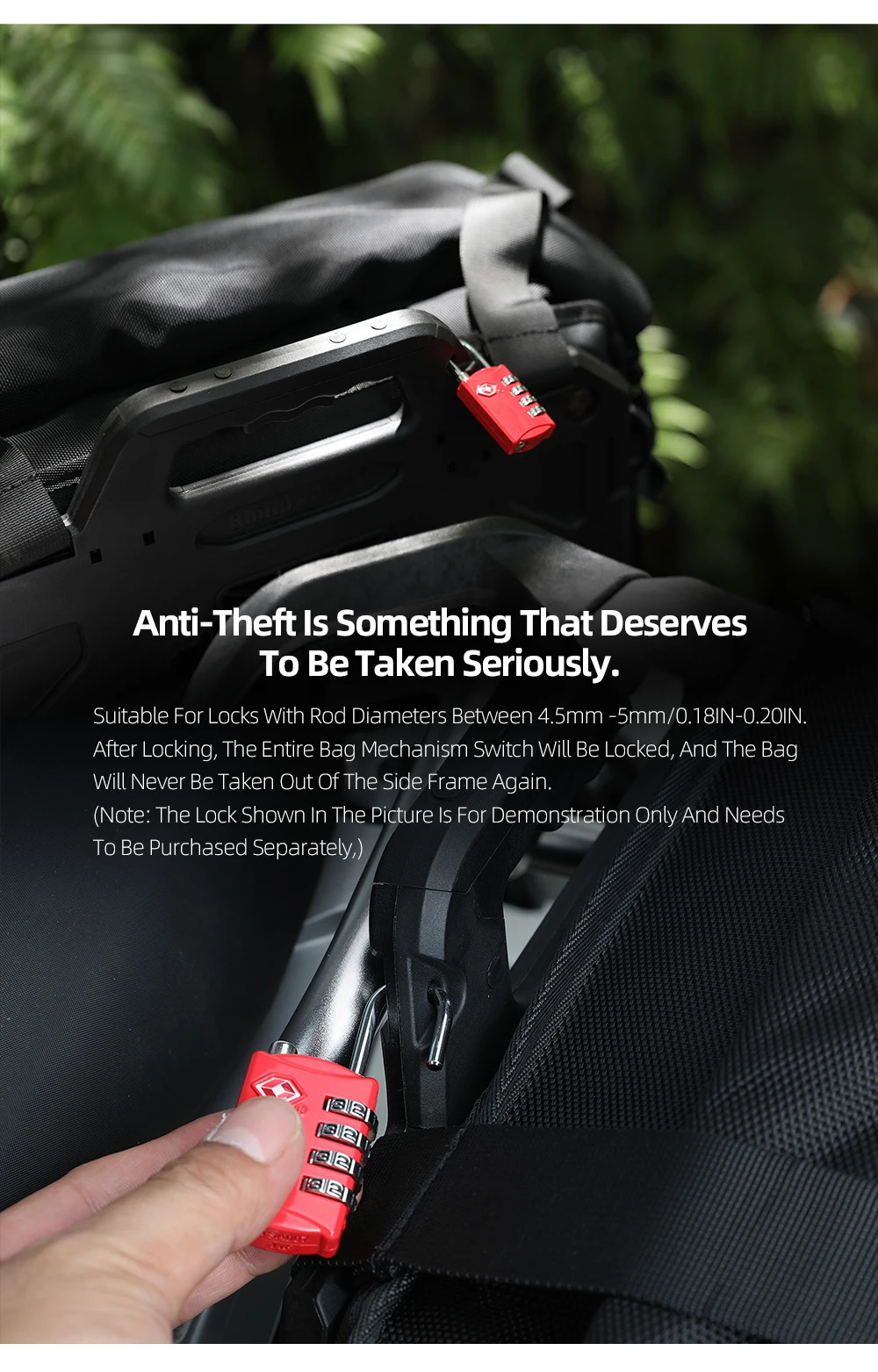 Rhinowalk 35L Wasserdichte Motorrad-Satteltasche mit Schnellverschluss und MOLLE-System-Schlossloch für Abenteuerreisen – Detail 10