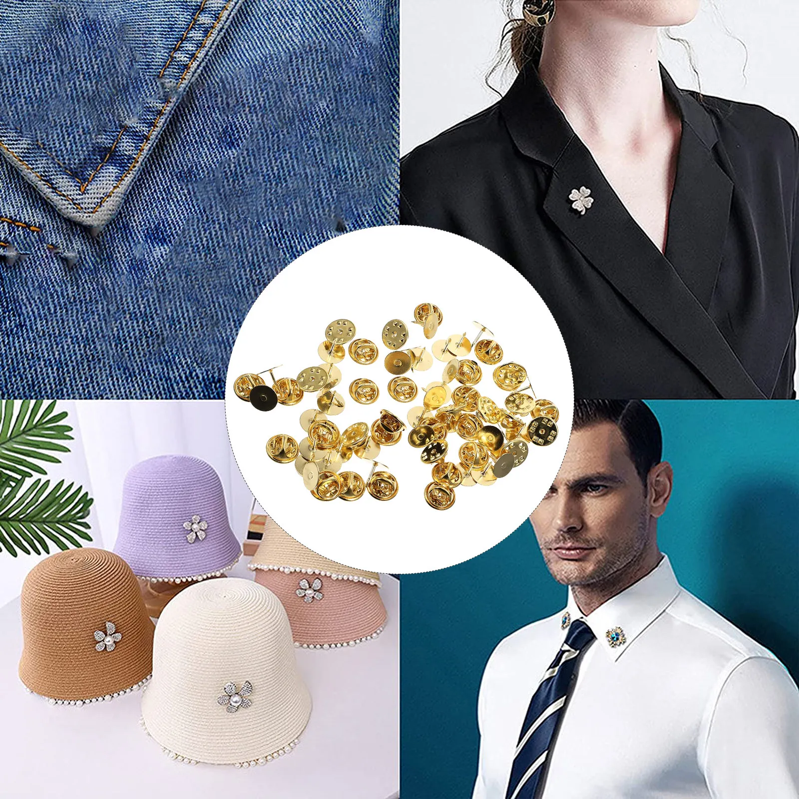 

50Sets Professional Metal Pin Backs Clutch Pin Backs for Enamel Pins Brooch Making DIY Crafts Lapel Badges Name Tags